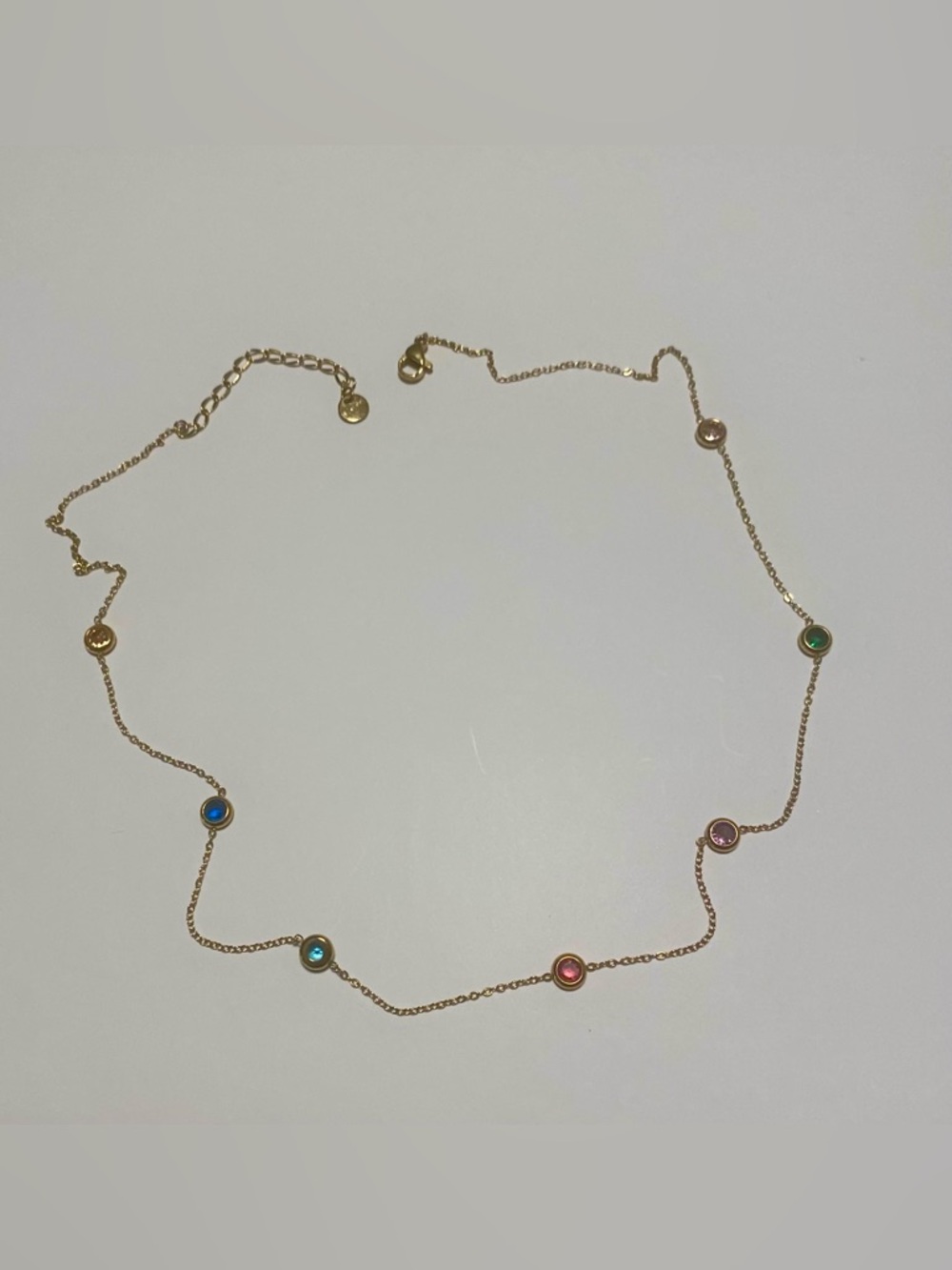 18K Gold Plated Multi Gem Stone Necklace